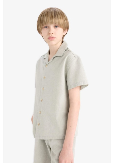 DeFacto Erkek Çocuk Oversize Geniş Kalıp Polo Yaka Müslin Kısa Kollu Gömlek E3314A825HSGN1123