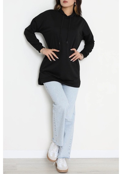 Modi 2 İplik Kapşonlu Tunik Sweat Siyah - 42766.1878. 1siyah