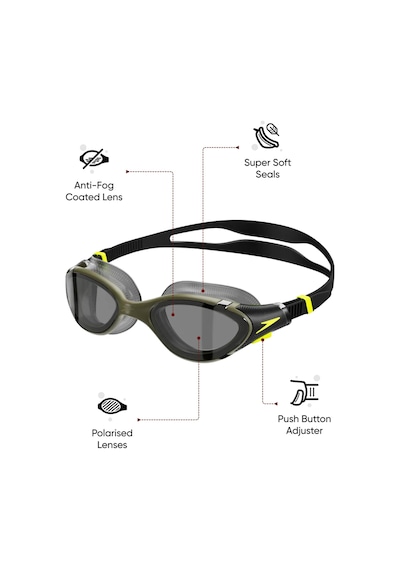 Speedo Biofuse 2.0 Polarised, Dalgıç Gözlüğü, Açık Gri
