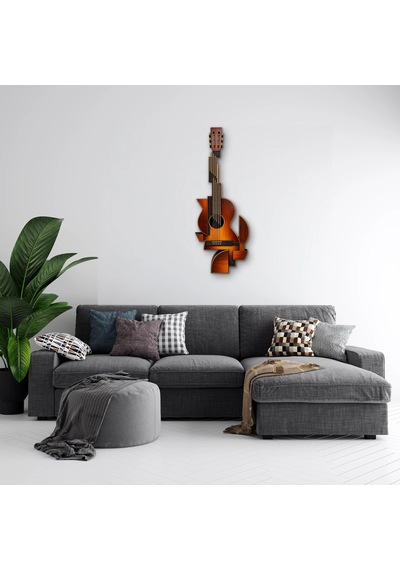 Geometrik Gitar - Metal Tablo - Dec0188 33 X 90 Cm Çok Renkli