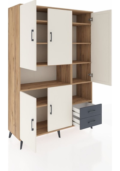Hyperion Dolap 10 Raflı 2 Çekmeceli 5 Kapaklı 132x44x195 Çam-aytaşı/antrasit Aytası/antrasıt Hyperion Dolap 10 Raflı 2 Çekmeceli 5 Kapaklı 132x44x195 Çam-aytaşı/antrasit Aytası/antrasıt