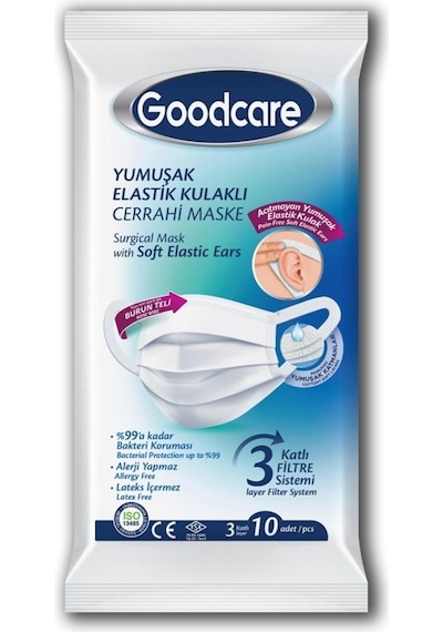 Goodcare Meltblownlu 3 Katlı Cerrahi Maske 24 x 10'lu Paket Beyaz