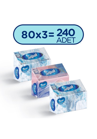 Selpak El ve Yüz Havlusu Kutulu 3 x 80'li