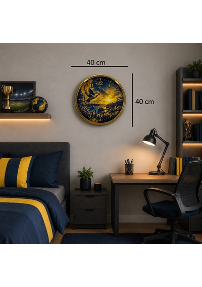 Gold Efsane Kanatlar Taraftar Temalı 40 X 40 Cm Metal Duvar Saati