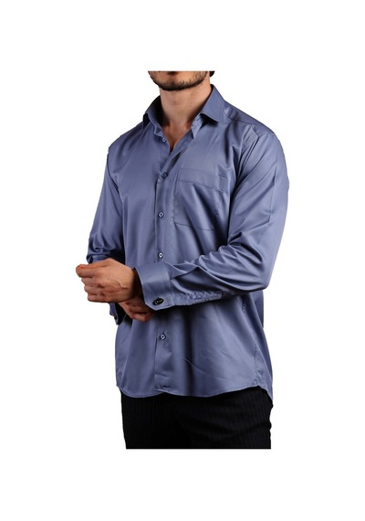 Dicotto İndigo Büyük Beden Rahat Kesim Micro Kumaş Kol Düğmeli Regular Fit Erkek Gömlek - 190-5 001