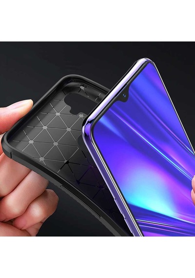 Realme 5 Pro Karbon Desenli Negro Silikon Kılıf Siyah