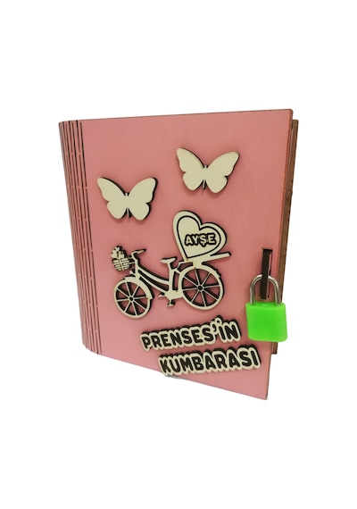 Kişiye Özel Dekoratif Ahşap Prenses Kitap Kumbara - Tipbox