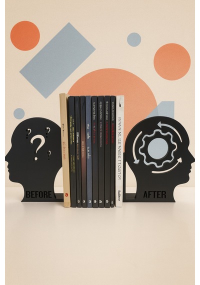 Before After Kitap Tutucu Siyah Silüet Dekoratif Kitaplık Desteği
