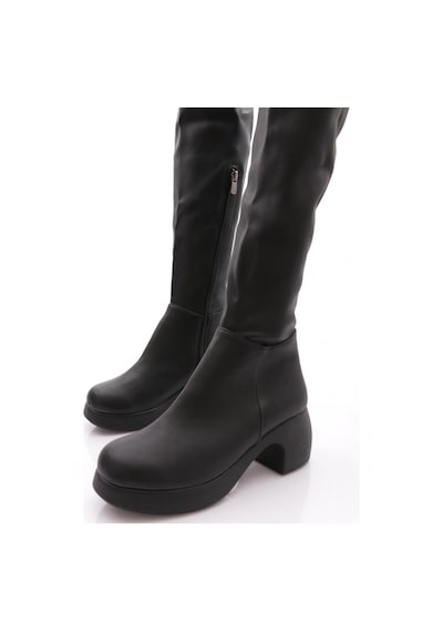 Dgn 2100 Kadin Strech Knee High Topuklu Çizme Siyah
