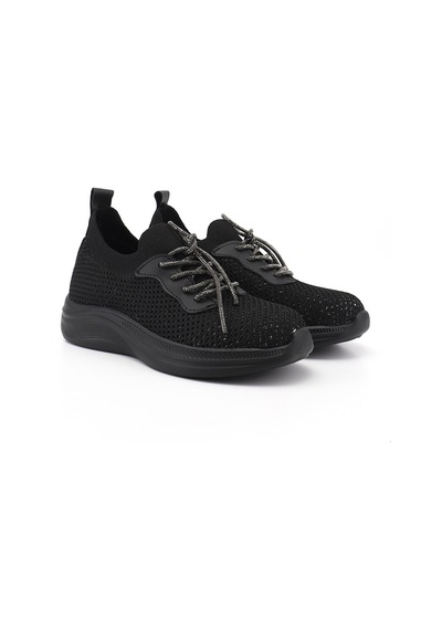 Diğer Kadın Siyah Triko Bağcıklı Memory Foam Tabanlıklı Comfort Sneaker Dyza83935168
