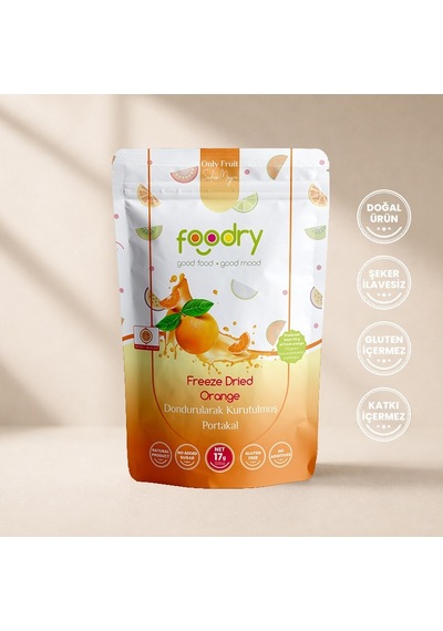 Foodry Dondurularak Kurutulmuş Portakal Freeze Dry Orange Katkısız Çıtır Meyve Atıştırmalığı 17 G
