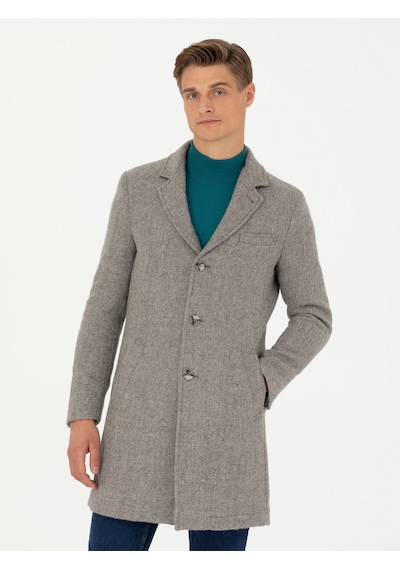 Cacharel Gri Slim Fit Palto