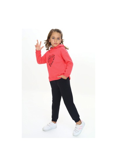 Toontoy Kids Toontoy Kız Çocuk Kapüşonlu Eşofman Takım Nar Çiçeği