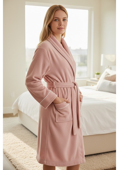 % 100 Pamuklu Laodikeia Kimono Bornoz Unisex Kadın Erkek Pembe