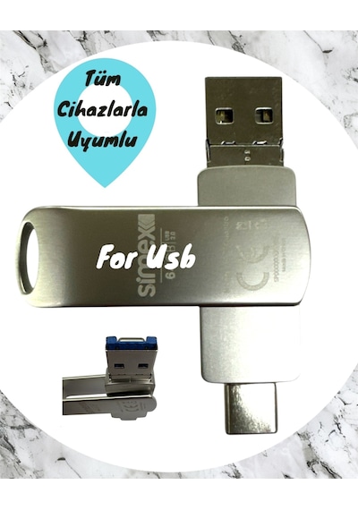 Samsung Uyumlu Type C Flash Bellek 64 Gb Otg Usb Disk Pc