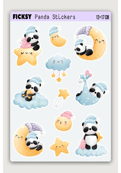 Sevimli Panda Sticker Seti - 11 Adet Etiket Çıkartma Diğer