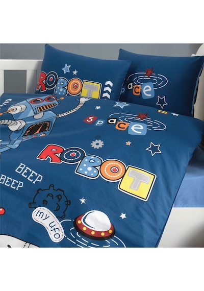 Clasy Ranforce Bebek Nevresim Takımı Robo V1 Mavi