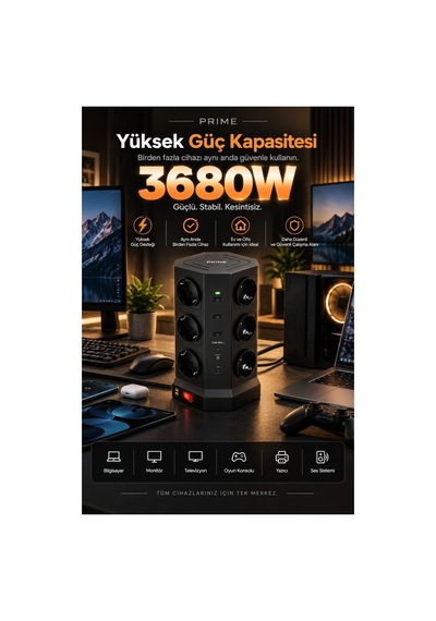 Robeve Fulltech Prime 12 Li Akım Korumalı Kule Priz 3680w - 1050j Koruma, Pd20 Destekli 3 Usb-a + 2 Usb-c, 2 Metre Kablolu Dikey Çoklu Uzatma Prizi Grup Priz 12'li Fiş 12'li Priz 2 M Robeve Fulltech Prime 12 Li Akım Korumalı Kule Priz 3680w - 1050j Koruma, Pd20 Destekli 3 Usb-a + 2 Usb-c, 2 Metre Kablolu Dikey Çoklu Uzatma Prizi Grup Priz 12'li Fiş 12'li Priz 2 M