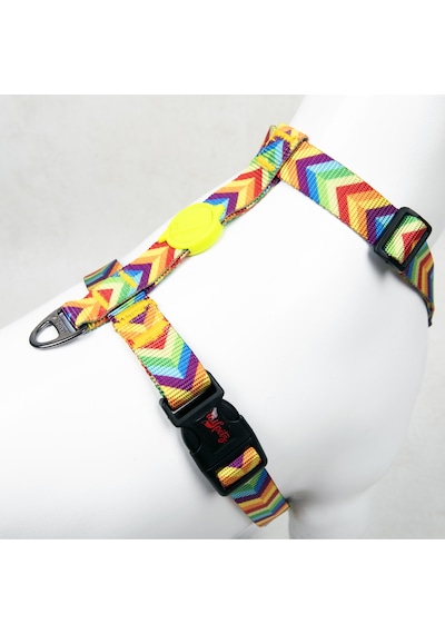 Rainbow H-tipi Göğüs Tasması Ayarlanabilir, Konforlu Ve Dayanıklı Desenli Köpek Tasması L