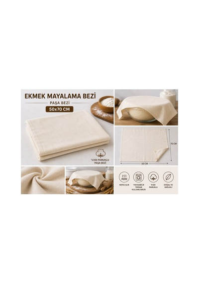 50x70 Cm Ekmek Hamur Mayalama Bezi Paşa Bezi Krem