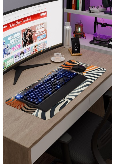 Realistik Çizgi Kaymaz Dikişli Kauçuk Oyuncu Mousepad V3 - 70x30 Xl Gaming Mouse Pad Fare Altlığı