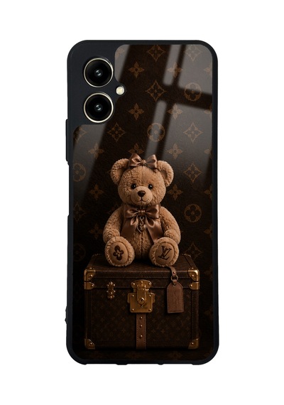 Omix X5 Luxury Brown Teddy Tasarımlı Glossy Telefon Kılıfı Siyah
