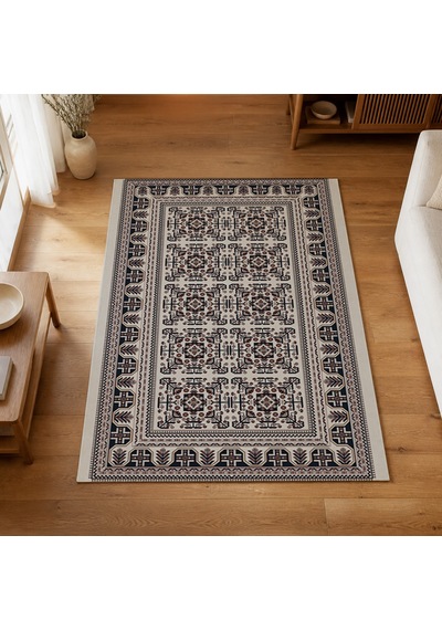 Kartela Halı Afgan Halı Jüt Taban Dokuma Halı Açık Gri - 100 X 150 Cm