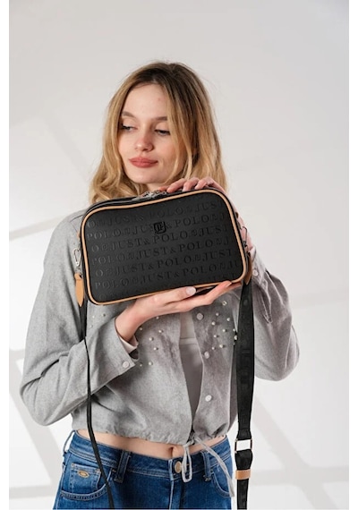 Just Polo Kadın Ayarlanabilir Askılı Su Geçirmez Lüks Omuz Çantası Shoulder Bag Ebat: 16 X 26 Cm Siyah - Taba