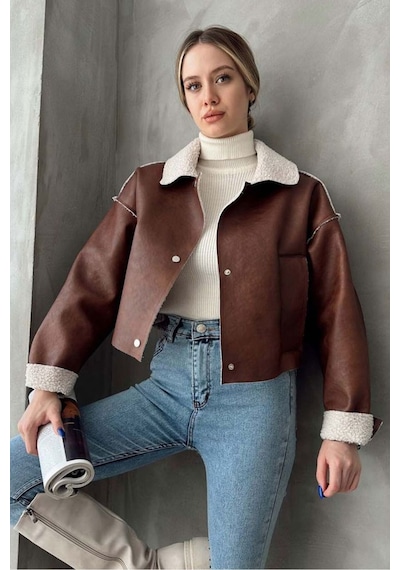 Verymoda Nubuk Yakası Kürklü F1577 Taba