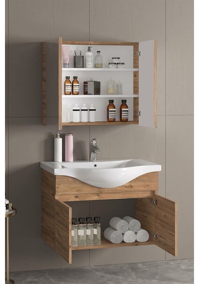 Yıldız 80+35 Cm Atlantik Çam Mdf Seramik Lavabolu Asma Banyo Dolabı Takımı Yıldız 80+35 Cm Atlantik Çam Mdf Seramik Lavabolu Asma Banyo Dolabı Takımı