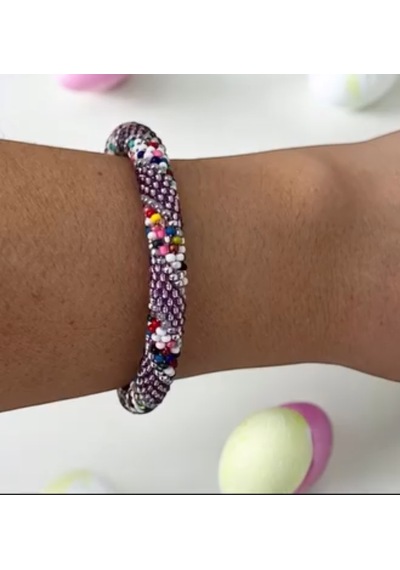 İkonik Stil Boncuk Bileklik Mor