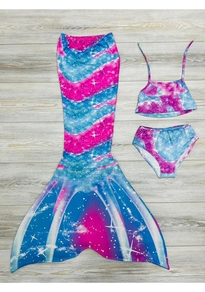 My Kids Wear Kız Çocuk Deniz Kızı Mayo Kostüm Renkli Çok Renkli