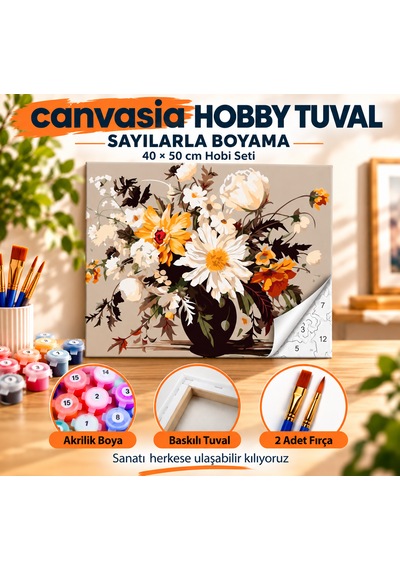 Sayılarla Boyama Numaralı Tuval Seti Boya Fırça Dahil 40x50 Cm Baharın Zarafeti