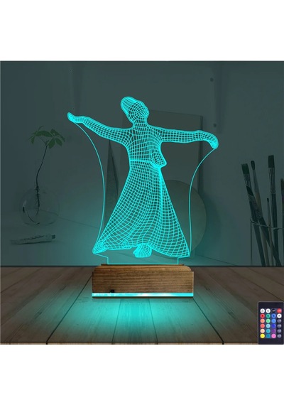 Luvivia Semazen Mevlana 3d Lamba - Masa Gece Lambası Şeffaf
