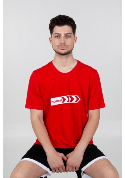 Hummel Armin Pamuklu Antrenman Tişört Kırmızı Baskılı