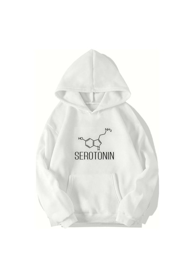 Brz Collection Unisex Oversize Serotonin Hoodie Beyaz