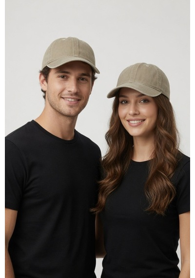 Mollycrush Unisex Bej Yıkamalı Kot Outdoor Beyzbol Şapkası Ayarlanabilir Spor Kep Bej