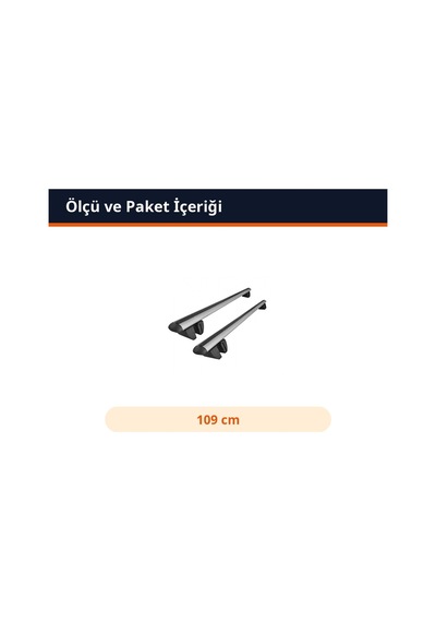 Trobus Oto Tavan Barı Ara Atkı Alüminyum Pençe Model 109 Cm Gümüş