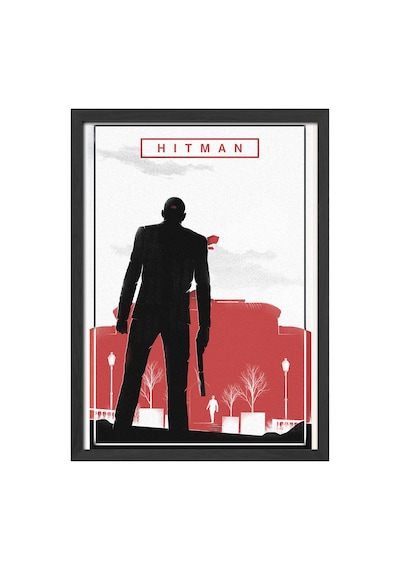 Hitman Siyah Ahşap Çerçeveli Poster, Dekoratif Oyun Duvar Tablosu
