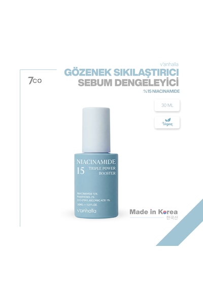 V'anhalla %15 Niacinamide Serum Gözenek Sıkılaştırıcı Sebum Dengeleyici Aydınlatıcı Serum 30 ML