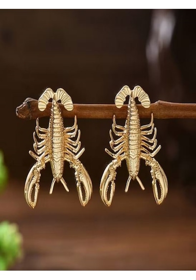 14k Altın Kaplama Karides Küpeler Altın