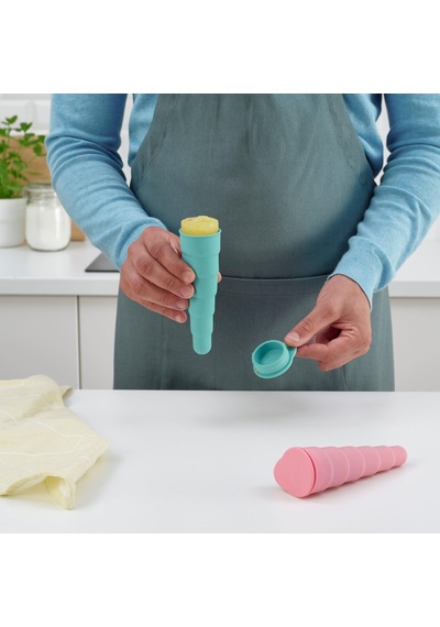 4 Adet Dondurma Kalıbı,meridyendukkan Pembe-turkuaz Renk 16 Cm, 4 Adet Silikon Kauçuk