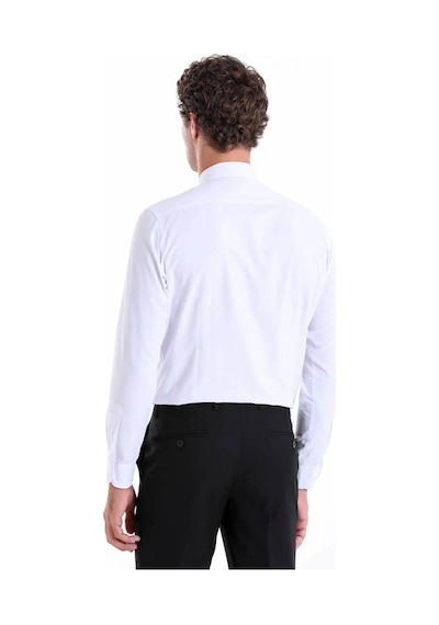 Hatemoğlu Slim Fit Pamuklu Uzun Kollu Erkek Gömlek - Beyaz