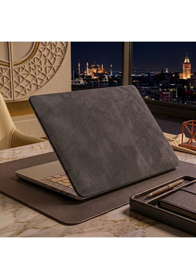 Kendinden Yapışkanlı Alcantara Laptop Kaplama 48x30 Cm Süet Doku Arka Kapak Çizilme Önleyici Koruyucu Skin Antrasit