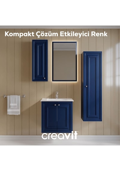 Creavit Kayra Mat Safir Blue Kapaklı Lavabo Dolabı 60 Cm Mavi Creavit Kayra Mat Safir Blue Kapaklı Lavabo Dolabı 60 Cm Mavi