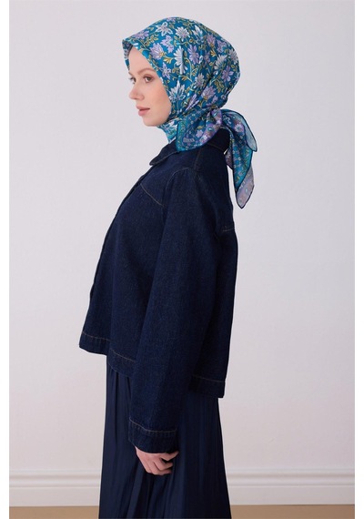 Belli İpek Eşarp - 4314-52 Mavi Twill