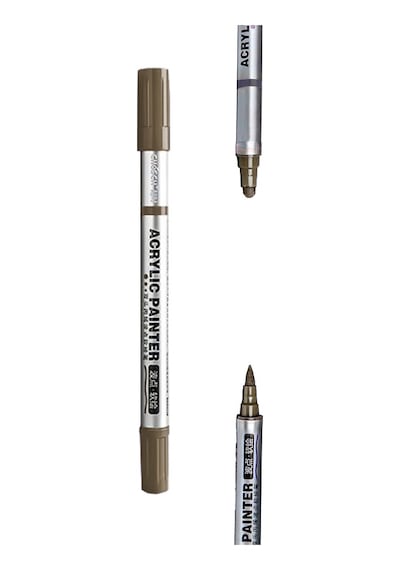 Çift Taraflı Akrilik Marker Kalemi - 1 Adet- Mat Kahverengi Karışık