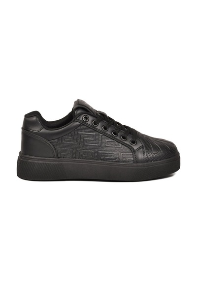 Walkway Siyah Bağcıklı Kalın Tabanlı Rahat Şık Unisex Casual Yürüyüş Ve Spor Ayakkabı Sneaker 26201 G