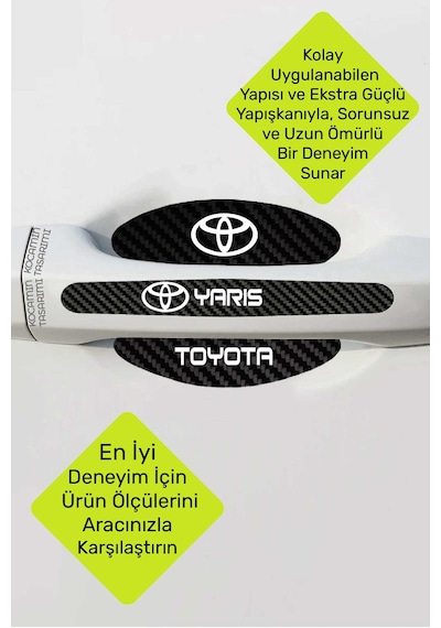 Toyota Yaris Kapı Kolu Koruma Seti Yaris Modeline Özel Karbon Desenli 8 Parça Şık Folyo