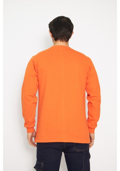 Orange Safety Sıfır Yaka Sweat %100 Pamuk Turuncu